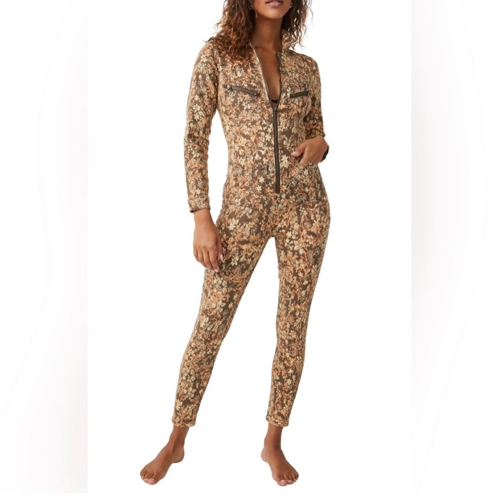 Free People |Lennox Floral Jumpsuit In Printed In Brown|Small